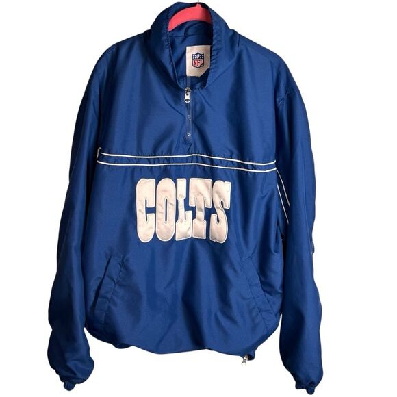 NFL Indianapolis Colts Quarter Zip Pullover Windbreaker Jacket XL FLAWED Lined - Picture 1 of 12